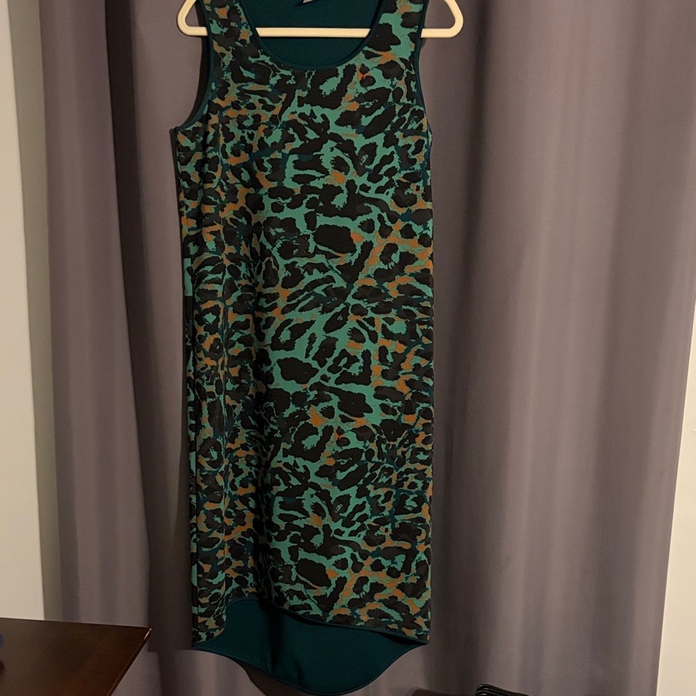 Chico’s Size 1 - Green and Black Animal Print Dress